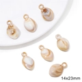 Set of six shell shaped acrylic pendants with brown marble texture for DIY jewelry making - Round Rhombus / 10 Pieces/Pack (14x23mm) / Brown