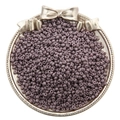 Matte dark purple seed beads for DIY jewelry displayed in a golden bow dish - Dark Purple