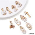 Amber marble resin number pendants for DIY jewelry making with 24mm height - Random Numbers / 10 Pieces/Pack (Height approx. 24mm) / Brown