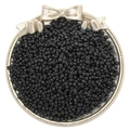 Matte black glass seed beads for DIY jewelry making on a silver vintage tray - Black