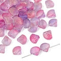 Detailansicht irisierender Muschelperlen aus Glas mit Loch für DIY Haarschmuck Zubehör - 10x10mm (20 Stk. pro Packung) / Goldglitter Purpurrot