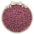 Matte dusty rose glass seed beads for DIY jewelry making in a decorative golden tray - Korean Purple