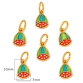 Set di sei ciondoli loto 10mm placcati oro con smalto a goccia verde e rosso vivace - Capsula di Loto (7x10mm) / Oro