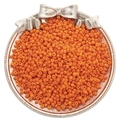 Matte orange glass seed beads for DIY jewelry making displayed on a silver tray - Light Orange