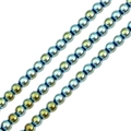 Dettaglio di perle galvanizzate blu-verdi iridescenti per la creazione di gioielli DIY - Verde Chiaro