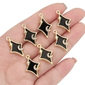 Exquisite black and gold rhombus charms with star and moon details for DIY jewelry - Black & Gold