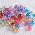 Macro shot of colorful translucent AB acrylic beads for DIY jewelry making and crafts - 10mm 50 Pieces / Mixed AB Random Color