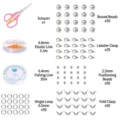 Kit creazione gioielli con forbici rosa, fili elastici, chiusure e perline d'argento - Kit Accessori Perline (Strumenti e Componenti Bianco K 1 Set)