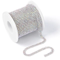 Rolle mit AB-farbigen Perlen-Strassketten mit Silberbasis für DIY-Bastelbedarf - Silber AB Irisierend / Medium Große Rolle