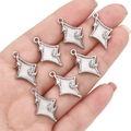 Exquisite silver alloy rhombus pendants with sparkling crescent moon and star for DIY jewelry - Rhombus Star Moon With Rhinestone / White Silver