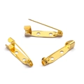 Three golden DIY safety pin bases for handmade brooch and jewelry accessory making - Double Hole Style / Gold