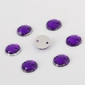 Flatback purple round faceted acrylic sewing rhinestones with two holes for crafts - 8MM (100 Pieces/Pack) / Purple