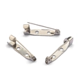 Set of three silver metal safety pin brooch bases with dual-hole DIY sewing connectors - Single Hole Style / White Gold