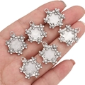 DIY floral alloy charm with white imitation pearls for handmade jewelry making - Round Wreath / White Silver