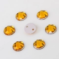 Gefacetteerde ambergele acryl steentjes met dubbele gaten om op te naaien voor DIY - Goud