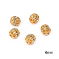 Goldene 6mm hohle Kupfer-Abstandshalter-Perle mit Kristall für DIY Armband Schmuck - 20 Stück/Packung (6mm) / KC-Gold mit weißen Strasssteinen