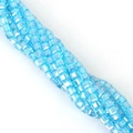 Light blue faceted square glass crystal beads for DIY jewelry and necklace crafting - Lake Blue AB