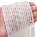 Translucent pink-white long cylinder tube beads for DIY necklace and jewelry making - Tube Style / White Crystal
