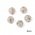 Cinque perline distanziatrici da 8 mm in rame argento con strass AB per gioielli fai da te - 20 Pezzi/Confezione (8mm) / Argento con strass AB