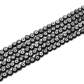 Flat round black and white evil eye spacer beads for DIY bracelet jewelry making - Approx. 60 Pieces (Diameter approx. 6mm) / Black