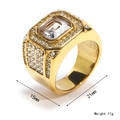 Gouden hiphop ring met groot vierkant kristal en pavé diamanten in 15 mm breedte - Goud Wit