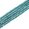Handgefertigte blaugrüne Evil Eye Glasperlen in flacher runder Form für DIY-Schmuck - Pfauengrün