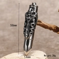 Vintage dragon sceptre bullet necklace in stainless steel with gothic carvings - Pendant Only (Without Chain)