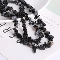 Polished black obsidian irregular natural stone beads for DIY jewelry making and crafts - Natural Black Agate Chip 87CM/String