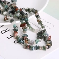 Polished natural irregular gemstone beads featuring green aventurine and quartz crystals - Natural Indian Agate Chip 87CM/String