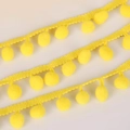 Bright yellow 10mm pom-pom fringe trim with woven base for garment and home decor - Width 20mm Ball Diameter 10mm / Yellow