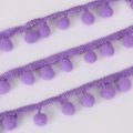 10mm light purple pom pom lace trim with handmade plush balls on a woven ribbon - Width 20mm Ball Diameter 10mm / Purple