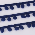 Deep blue pom pom trim ribbon for sewing and DIY handicrafts with soft plush fringe - Width 20mm Ball Diameter 10mm / Navy Blue