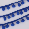 Navy blue 10mm pom-pom fringe trim with woven base for DIY sewing and home decor - Width 20mm Ball Diameter 10mm / Sapphire Blue