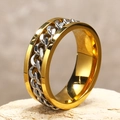 Anillo giratorio de moda en acero de titanio con acabado bicolor oro y plata - US 7 / Dorado