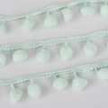 Light green 10mm pom-pom trim with woven ribbon for DIY sewing and home decor projects - Width 20mm Ball Diameter 10mm / Light Green