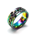 Anillo giratorio arcoíris con cadena cubana rotativa en acero inoxidable colorido - Multicolor