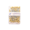 Golden round head dressmaker pins made of stainless steel in a clear storage box - Electroplated Gold