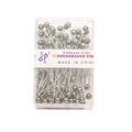 Silver pearlescent head dressmaker pins in a clear storage box for DIY jewelry making - Electroplated Silver White