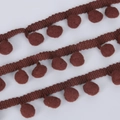 Dark brown pom-pom fringe trim ribbon for clothing and home decoration accessories - Width 20mm Ball Diameter 10mm / Dark Coffee