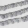 Handmade 10mm grey pom-pom fringe trim for garment accessories and DIY sewing decoration - Width 20mm Ball Diameter 10mm / Gray