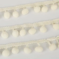 DIY handmade lace pom poms with knit ribbon base in cream white for apparel decoration - Width 20mm Ball Diameter 10mm / Beige
