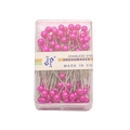 Rose pink pearlized head sewing pins neatly organized in a clear plastic box - 100 Pieces/Pack (Dia 4mm x Length 38mm) / Rose Red