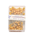 Stainless steel dressmaker pins with yellow pearlescent heads in a clear plastic box - 100 Pieces/Pack (Dia 4mm x Length 38mm) / Gold