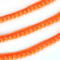 Colorful 10mm orange pom pom trim with woven base for clothing and DIY crafts - Width 10mm Ball Diameter 5mm / Neon Orange
