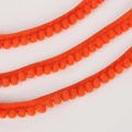 Vibrant orange 10mm pom pom fringe trim ribbon for sewing and DIY craft projects - Width 10mm Ball Diameter 5mm / Orange Red