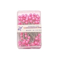 Pink pearlized head dressmaker pins made of stainless steel in a clear storage box - 100 Pieces/Pack (Dia 4mm x Length 38mm) / Pink