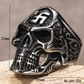 Anello teschio gotico per uomo e donna in argento vintage con dettagliata trama di vite - Colore Acciaio G