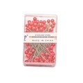 Stainless steel sewing pins with red pearl heads in transparent box packaging - 100 Pieces/Pack (Dia 4mm x Length 38mm) / Red