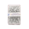 White pearl head dressmaker pins in a plastic box for DIY jewelry making and sewing - 100 Pieces/Pack (Dia 4mm x Length 38mm) / White