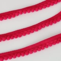 10mm decorative rose pink pom pom trim ribbon with soft handmade lace balls - Width 10mm Ball Diameter 5mm / Rose Red